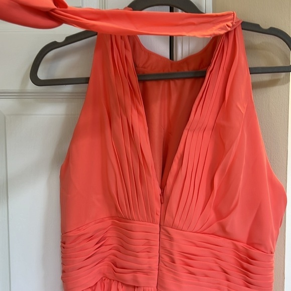 Hebeos A-Line/Princess Halter Sleeveless Ruched Floor-Length Chiffon Dresses - Picture 6 of 8